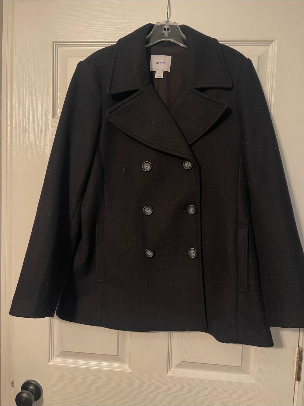 Old Navy Black Double-Breasted Peacoat